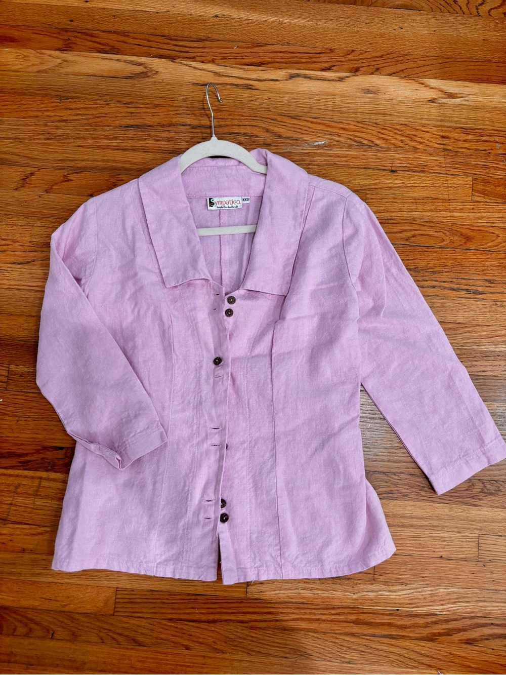Light Pink Button-Front Linen Top